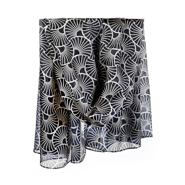 Deco Gingko Leaf Habotai Silk Wrap